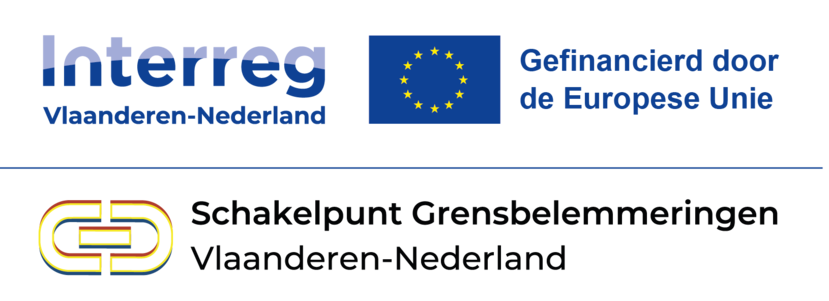 Project van Interreg Vlaanderen-Nederland, gefinancieerd door de Europese Unie, Projectlogo Schakelpunt Grensbelemmeringen Vlaanderen-Nederland